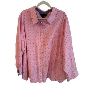 Tommy Hilfiger Men's Pink Dotted Button Down Shirt 3X Plus Size Long Sleeve